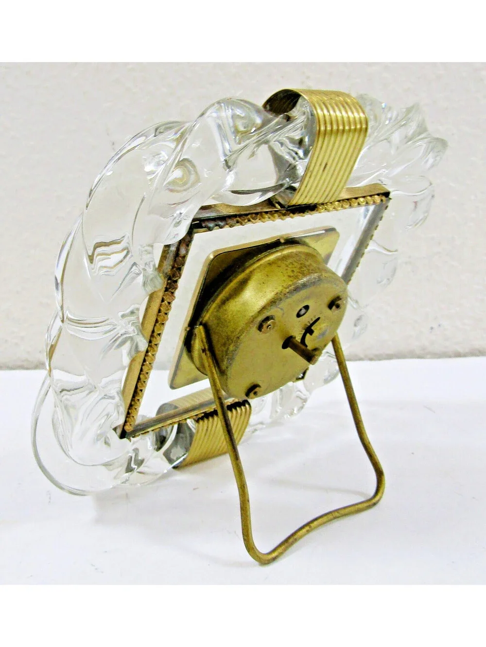 1940s New Haven Venini Twisted Glass  and Brass Desk Clock
